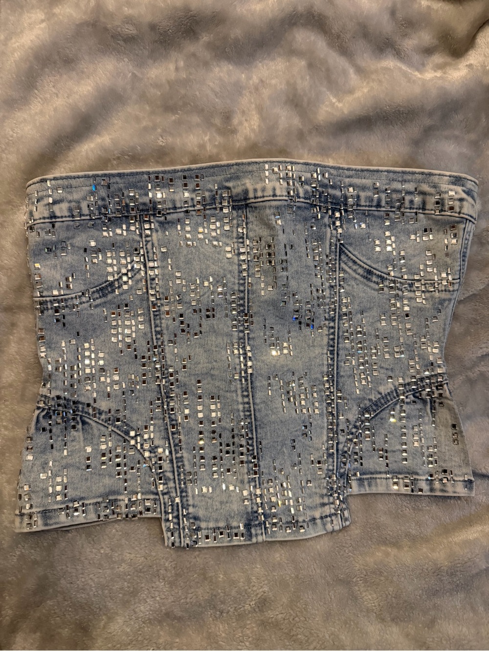 Akira embellished denim top
